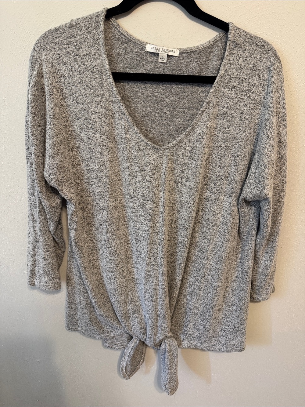 Green Envelope Gray V-Neck Tie-Front Tunic
